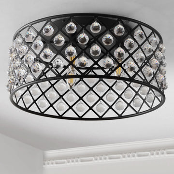 Gabrielle 19" Metal/Crystal LED Flush Mount Ceiling Light - JONATHAN Y